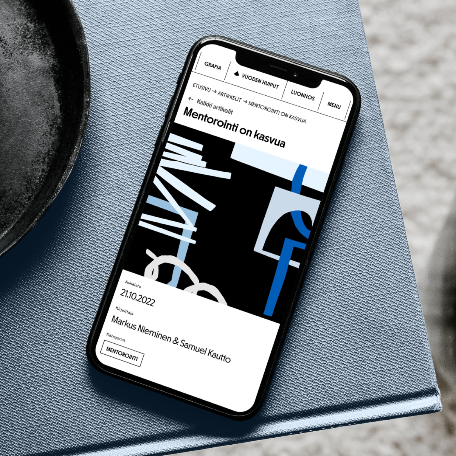 Grafian verkkopalvelu mobiilinäkymässä, toteutus redandblue