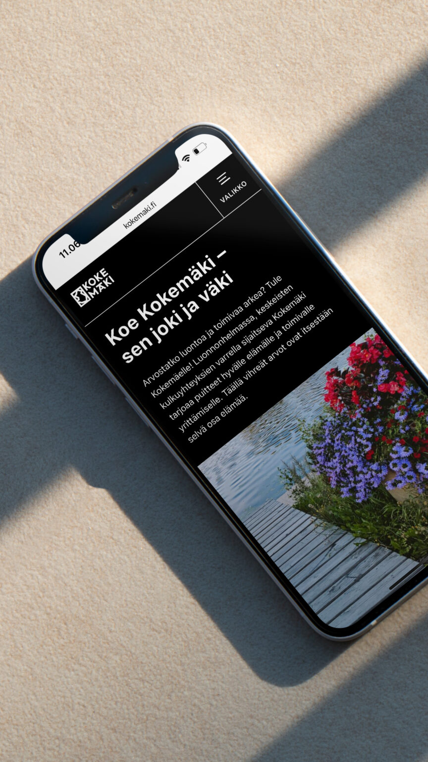 Kokemäen verkkopalvelun uudistus WordPressille, mobiilinäkymä