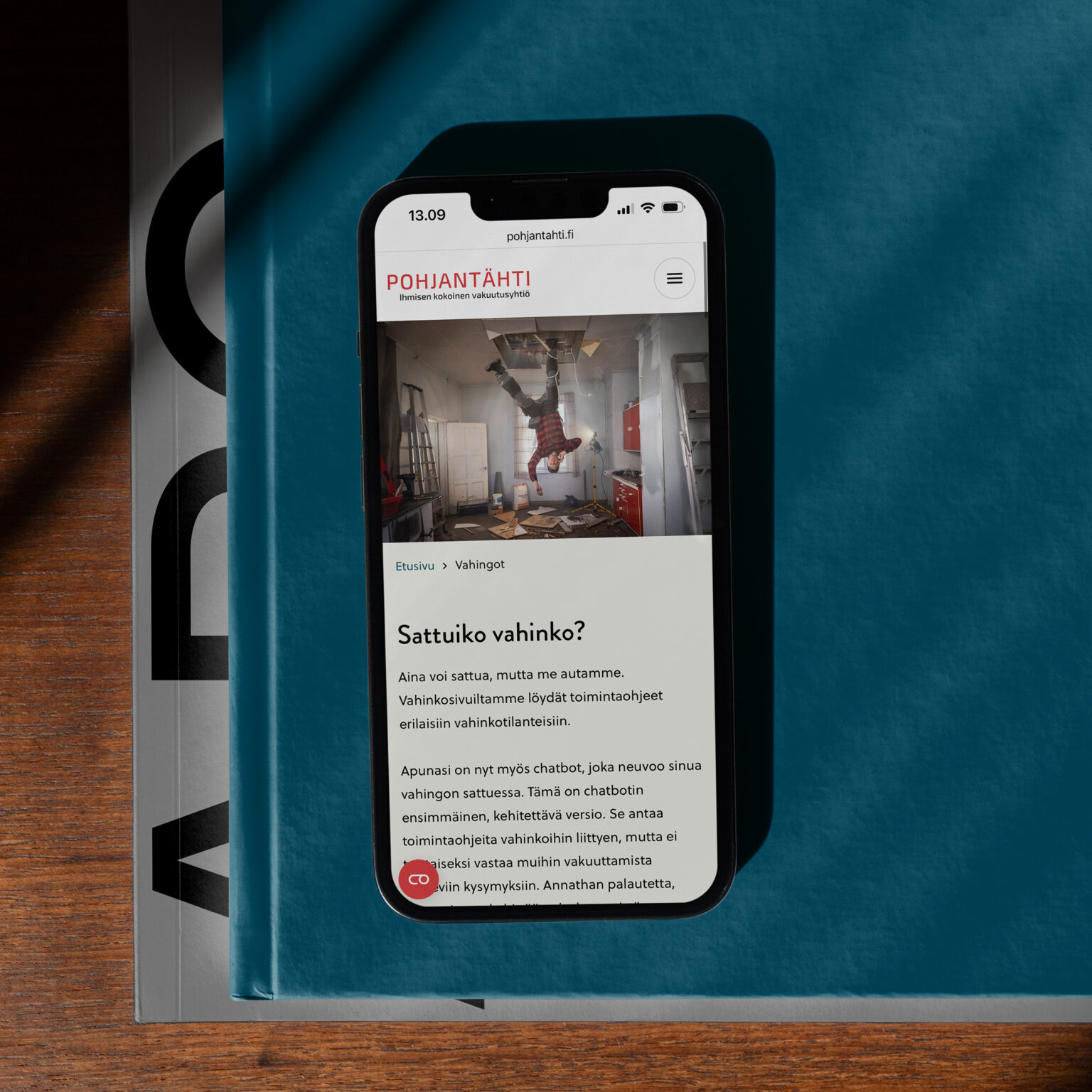 Pohjantähden verkkopalvelu mobiilinäkymässä, toteutus redandblue