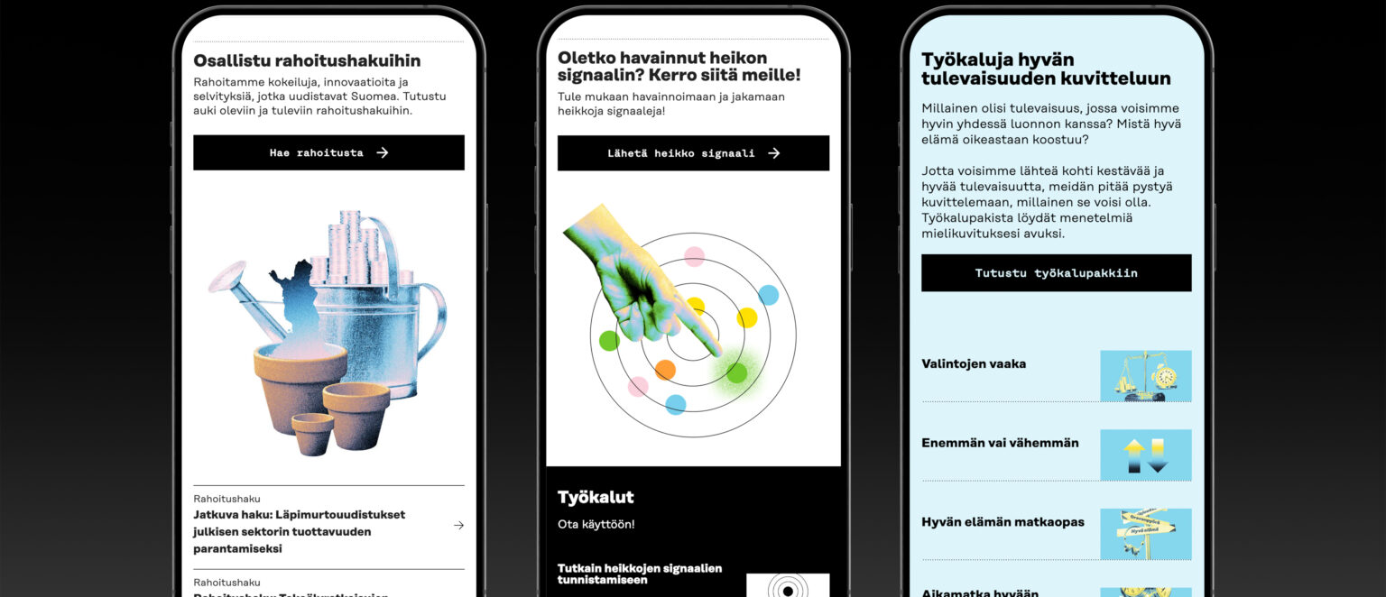 Sitran verkkopalvelu kolmella puhelimella, toteutus redandblue
