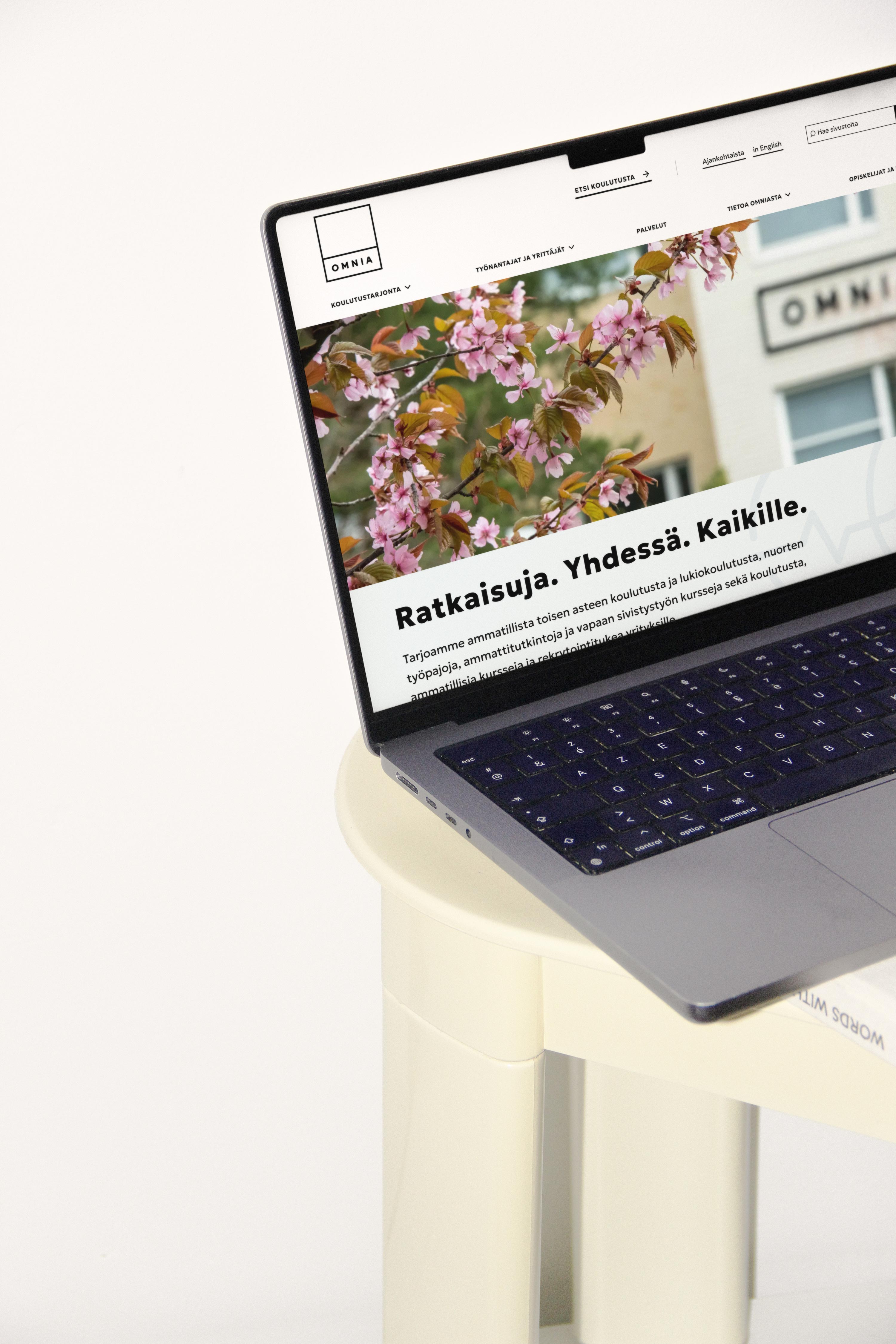Omnian WordPress-verkkopalvelu kannettavalla tietokoneella, toteutus redandblue